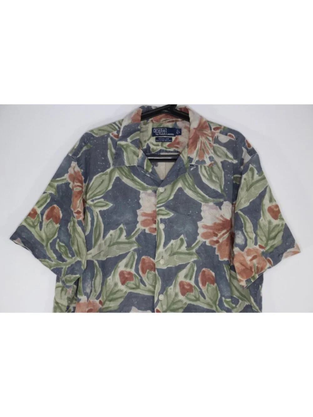 Polo Ralph Lauren Mens Large Watercolor Vintage Camp Loop Button Up Shirt H1055